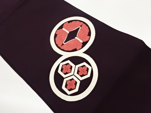 JAPANESE NAGOYA OBI / SHIOZE / EMBROIDERY / ROUNDEL